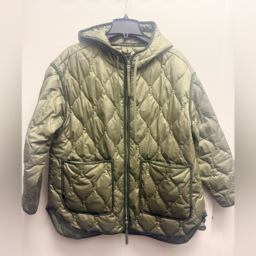 Everlane RENEW QUILTED HOODED LINER - olive green